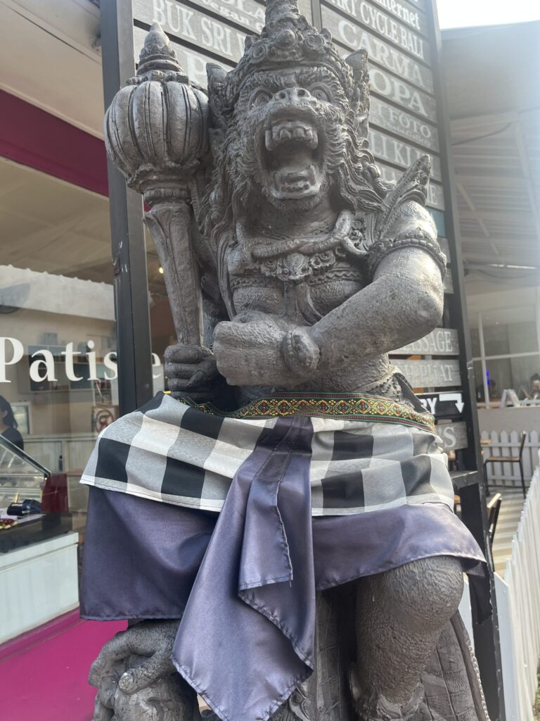A stone sculpture of Hanuman, the monkey god